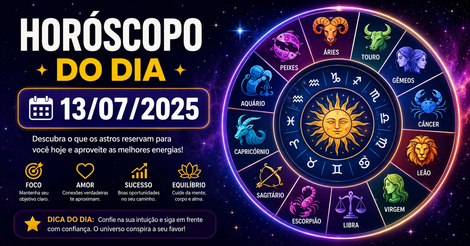 HORÓSCOPO DO KALEDRI – SEGUNDA-FEIRA, 13 DE JULHO DE 2026