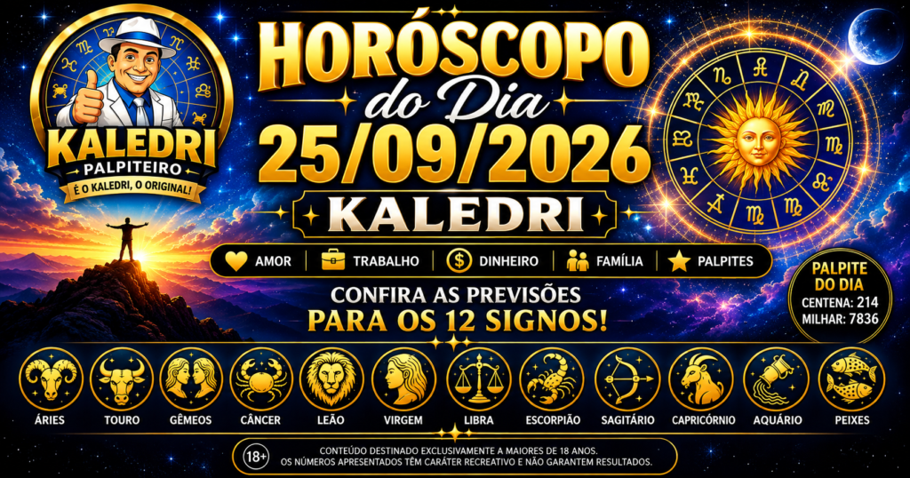 Horóscopo do Kaledri 27/09/2026 com previsões para os 12 signos